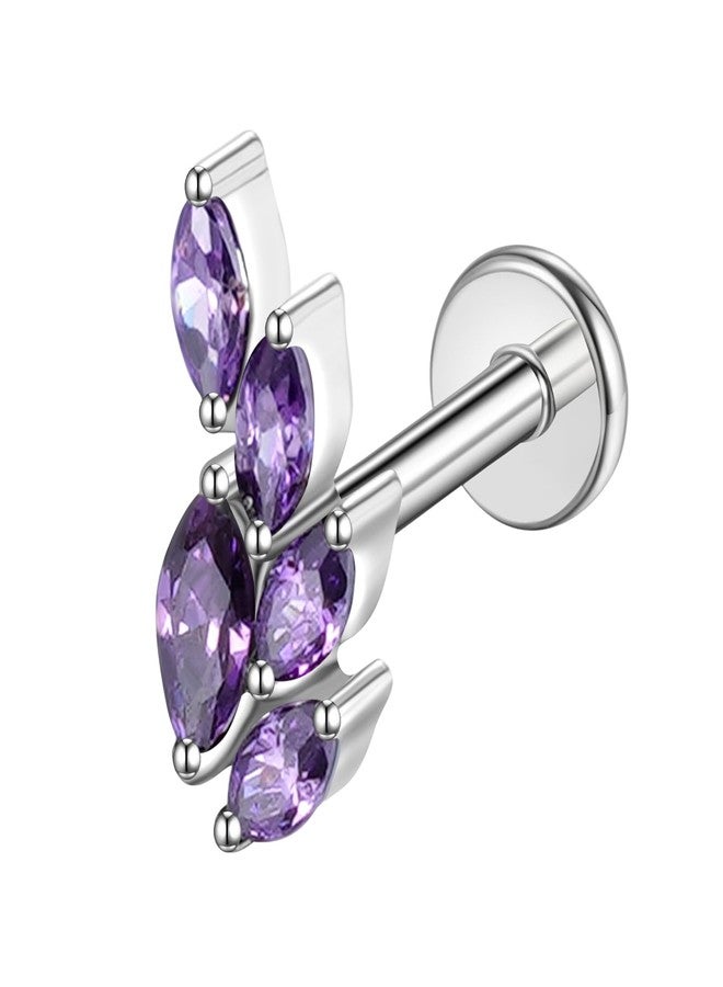 BelezaDosas 16G G23 Titanium Cartilage Earrings Stud Flat Back Dog Paw Cartilage Piercing Jewelry Internally Threaded Medusa Piercing Short Bar Long Bar (Purple 5 eye) - Image 1